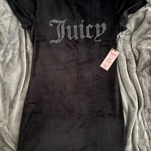 Juicy Couture Black Velvet Dress with Rhinestone Logo